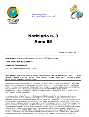 Panathlon International Club Varese - Notiziario n.3 Anno 69
