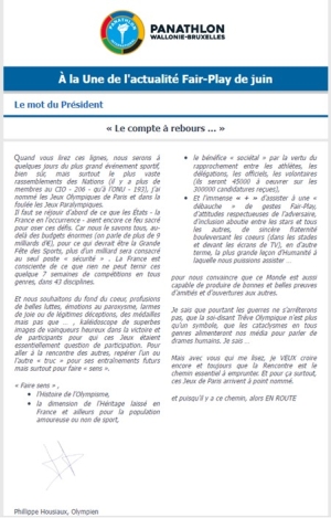 Panathlon International Club Wallonie-Bruxelles - Newsletter Juin 2024