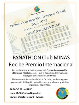Panathlon Club Minas - Premio de Comunicación Henrique Nicolini 2024 en la categoría «Prensa y Medios Impresos»