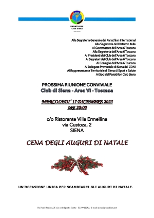 Panathlon Club Siena - Notiziario Dicembre 2025
