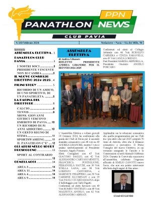 Panathlon International Club Pavia - Notiziario n. 160 Febbraio 2024