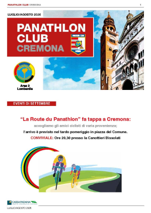 Panathlon International Club Cremona - Notiziario Luglio-Agosto 2026