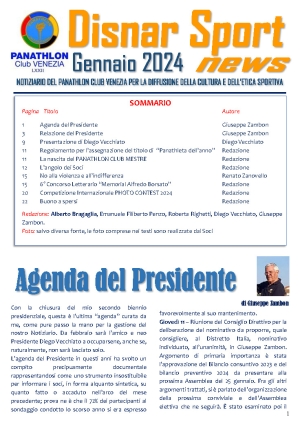 Panathlon International Club Venezia- Notiziario Gennaio 2024
