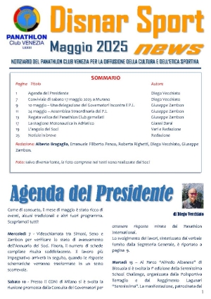 Panathlon Club Venezia- Disnar Sport Maggio 2025