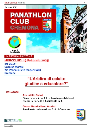 Panathlon International Club Cremona- Notiziario Febbraio 2025