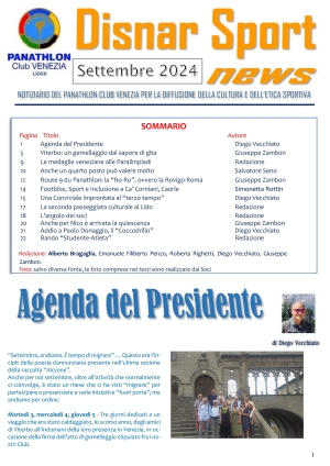 Panathlon International Club Venezia- Disnar Sport  Settembre 2024
