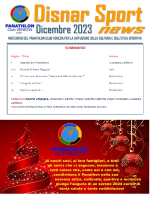 Panathlon International Club Venezia- Notiziario Dicembre 2023