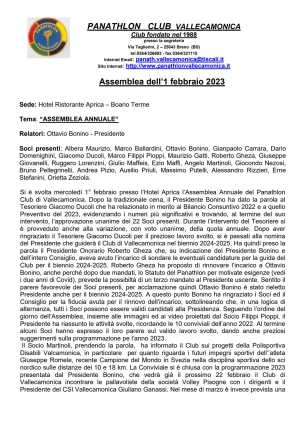 Panathlon International Club Vallecamonica - Bollettino Febbraio 2023
