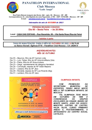 Panathlon International Club Mococa - Outubro 2023