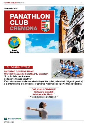 Panathlon International Club Cremona - Notiziario Ottobre 2026