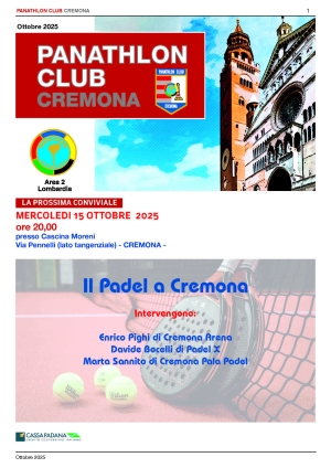 Panathlon International Club Cremona- Notiziario Ottobre 2025